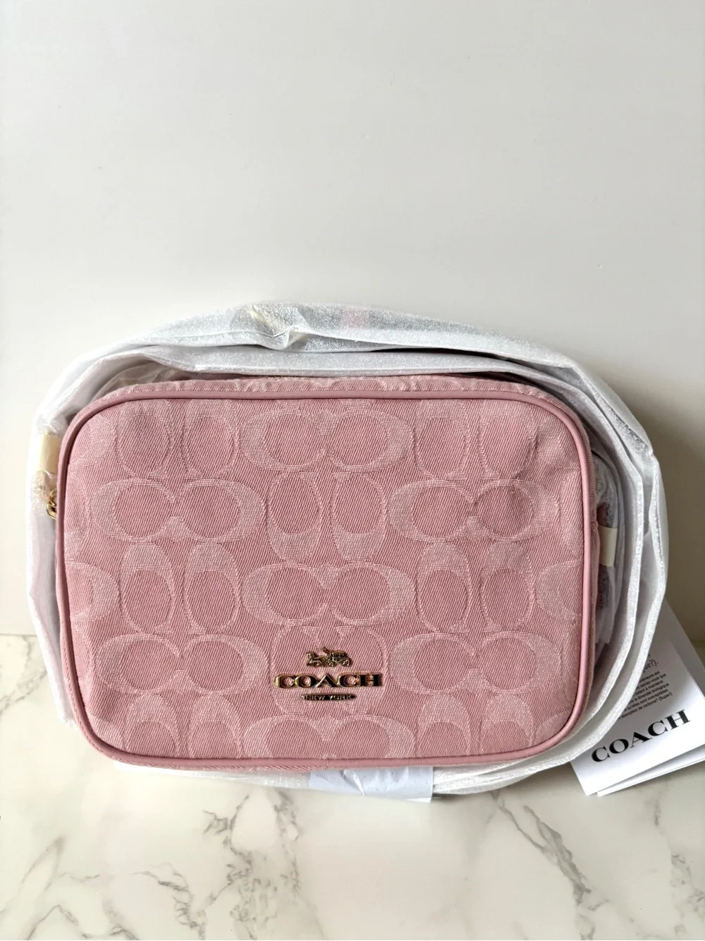 New Coach Mini Carey Shoulder Bag in Signature Denim Pink Limited Release